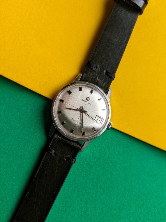 Vintage Certina Bristol 195 1960s Mechanical Manual Winding Movement Mens Fashion Jewelry Timepiece Classy Date Window Etsy Sweden