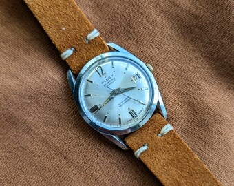 Vintage Plosy Watch - 1960s - Mechanical Automatic Movement - 25 Jewels - Date Window Function - Retro Style - Chromed/Stainless Steel