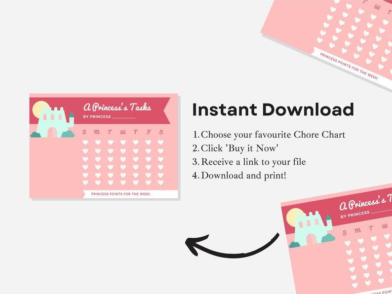 Girls Chore Chart Printable Chore Chart Daily Task Chart - Etsy