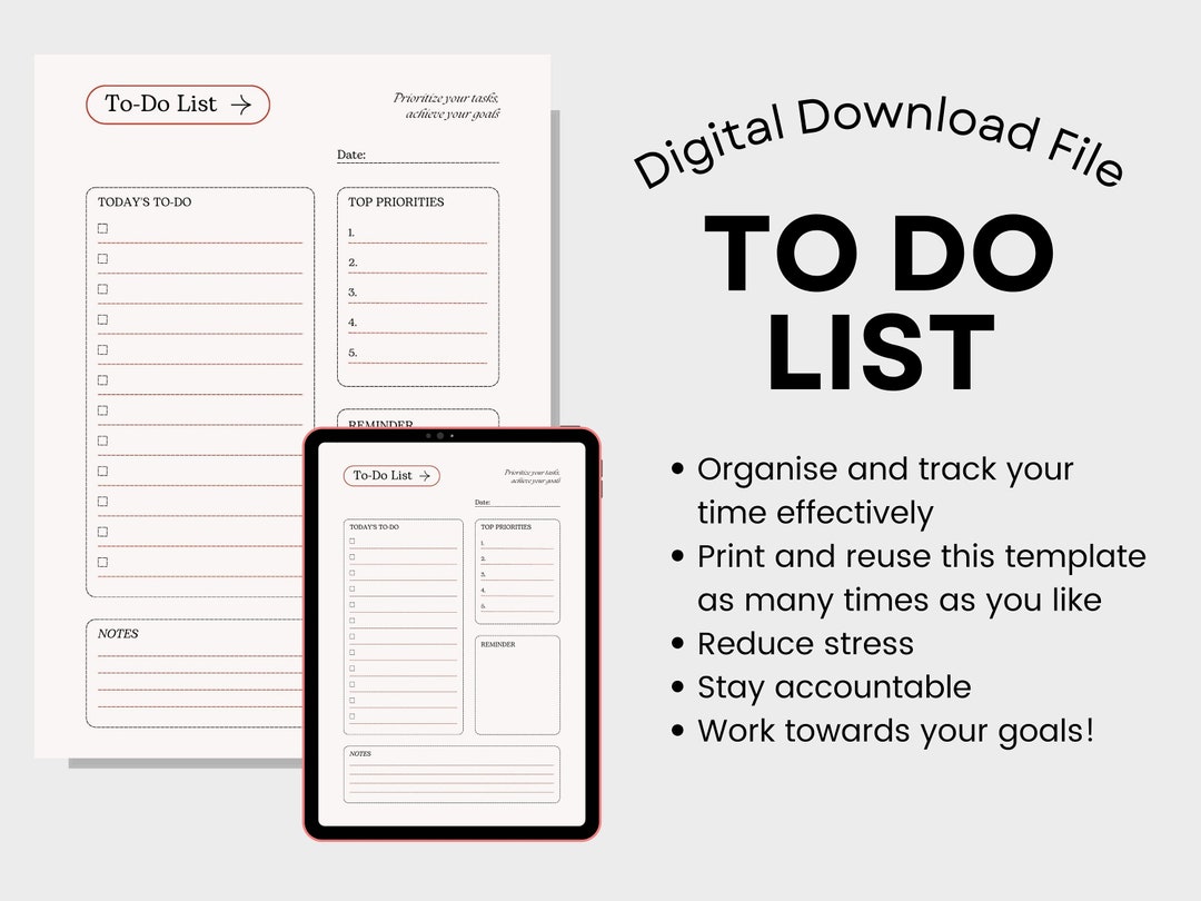 Liste Pdf To Do List PDF Template Organisation Template Printable Planner PDF ...
