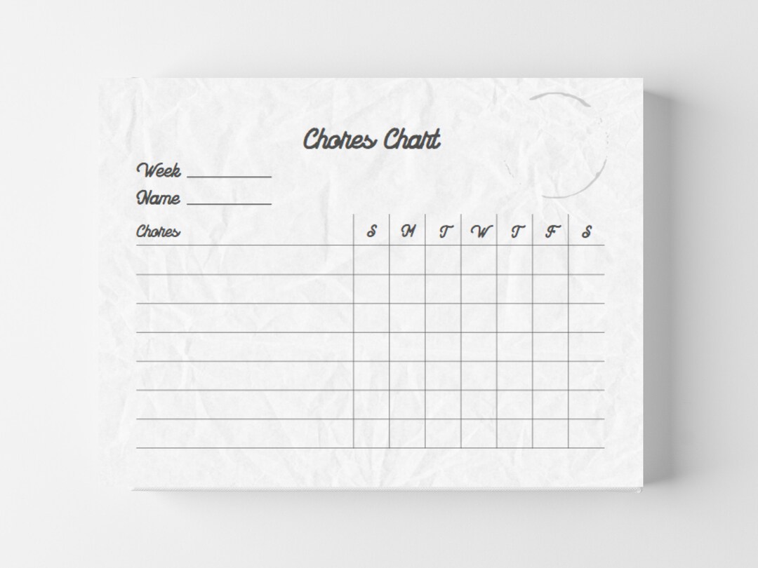 Black and White Chore Chart Printable Routine Chart Daily - Etsy