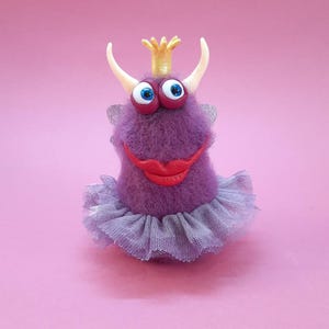 Needle felted cute monster. Wool Monster. Funny fantasy creature. Needle felted animals. Needle felted fantasy. Felt fairy monster.