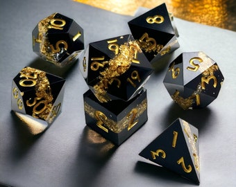 Black & Gold Dnd Dice Set - Bladgoud Dice - Luxe Gouden Dice Set, Gold Dnd Dice Set - RPG, Dungeons and Dragons, Cadeau, Uniek, Elegant