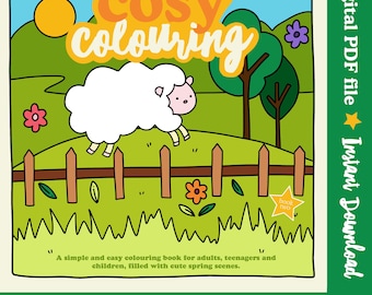Spring Coloring Pages, Cute Animals, Cosy Scenes (Digital PDF)