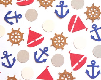 Nautical Confetti | Sailboat & Anchor Table Confetti | Nautical Baby Shower Decor | Sailing Birthday Party Decorations | Coastal Party Confe