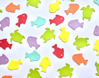 Under the Sea Confetti | Fish & Turtle Confetti | Ocean Birthday Decorations | Mermaid Party Table Decor | Beach Party Confetti | Baby Showe