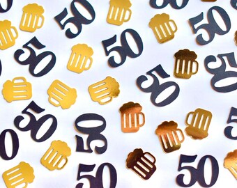 Confetti 50e verjaardag | Bierpul confetti | Proost op 50 jaar | Decoraties voor 50e verjaardag | Gouden verjaardagstafeldecoratie | Verjaardag volwassene