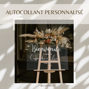 Autocollant Personnalisé Panneau Mariage, Stickers Mariage Panneau Bienvenue, Stickers Mariage, Stickers Personnalisés Mariage image 1