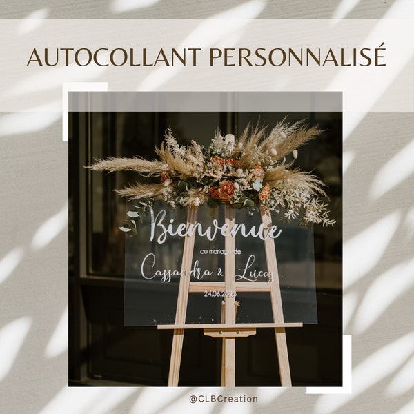 Autocollant Personnalisé Panneau Mariage, Stickers Mariage Panneau Bienvenue, Stickers Mariage, Stickers Personnalisés Mariage