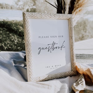 Minimalist Guest Book Sign, Please Sign Our Guestbook Printable, Wedding Guestbook, Sign Our Guest Book, Editable Template, IDA