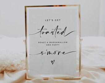 Roast a Marshmallow and Party S'more, Smore Bar Sign, S'more Station Printable, Modern Minimalist Wedding Sign, Instant Download, LOTTIE