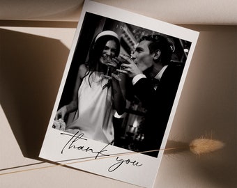 Modern Wedding Thank You Card Template, Editable Wedding Photo Thank ...