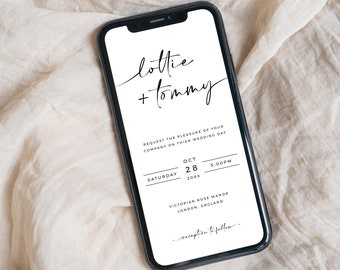 Electronic Wedding Invitation, Wedding Digital Invite, Smartphone Evite, Wedding Evite Digital Text Message, Editable Template, LOTTIE