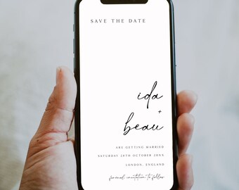 Minimal Save the Date E-invite Template, Electronic Save The Date, Modern Save The Date Digital Download, IDA