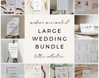 Minimalist Wedding Bundle Template, Editable Wedding Templates, Modern Wedding Signage Bundle, Simple Wedding, Instant Download, LOTTIE
