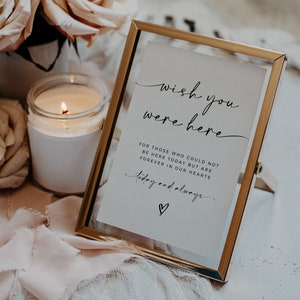 Ojalá estuvieras aquí signo, en el signo de la memoria amorosa, signo de boda moderno, mirando desde el signo del cielo, para siempre en nuestro signo de corazones, editable, LOTTIE