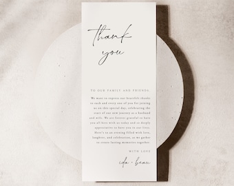 Minimalist Thank You Place Card Template, Modern Thank You Letter, Thank You Napkin Note, Printable Thank You, IDA