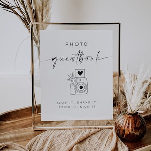Photo Guest Book Sign, Wedding Photo Guestbook Sign, Printable Photo Guestbook, Polaroid Guest Book Signs, Instant Download, LOTTIE