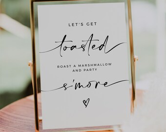 Roast a Marshmallow and Party S'more, Smore Bar Sign, S'more Station Printable, Modern Minimalist Wedding Sign, Instant Download, LOTTIE