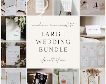 Minimalist Wedding Bundle Template, Editable Wedding Templates, Modern Wedding Signage Bundle, Simple Wedding, Instant Download, IDA