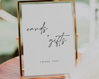 Minimalist Cards and Gifts Sign Template, Elegant Wedding Signages, Printable, Editable Wedding Gift Table Sign, Reception Sign, IDA