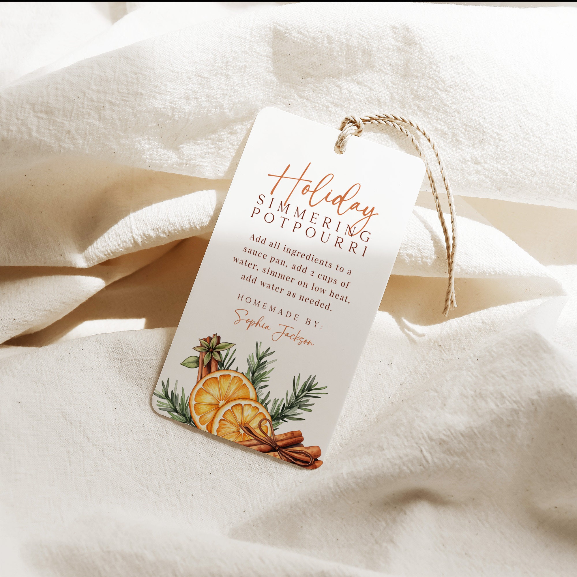 Printable Holiday Simmering Potpourri Christmas Gift Tag, Editable Christmas Potpourri Tag