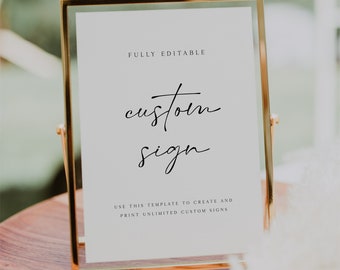 Minimalist Custom Sign Template, Modern Wedding Sign, Customizable Wedding Signage, Printable Wedding Sign, Custom Sign Template, IDA