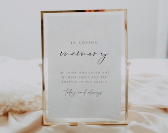 Minimalist In Loving Memory Sign Template, Printable Memorial Sign for Wedding, Forever in Our Hearts Wedding Sign, Modern Wedding Sign, IDA