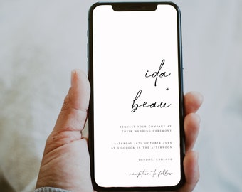 Digital Wedding Invitation, Wedding Electronic Invitation, Minimalist Online Invite, Wedding Evite, Digital Download, IDA