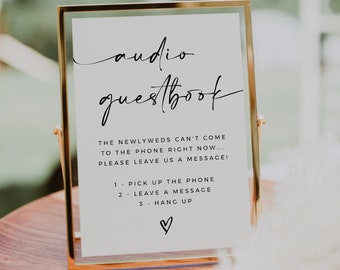 Audio Guestbook Sign, Modern Minimalist Wedding Sign, Phone Message Guest Book, Wedding Audio Sign, Leave A Message For Newlyweds, LOTTIE