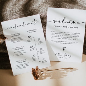 Wedding Welcome Bag Note & Timeline, Wedding Weekend Timeline Printable, Wedding Itinerary Timeline Card, Wedding Order of Events, LOTTIE