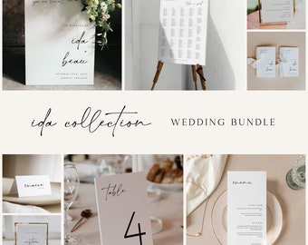 Minimalist Wedding Reception Bundle Template, Modern Wedding Signs Template, Reception Wedding Template, Printable Wedding Bundle Kit, IDA