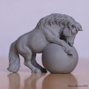Shetland Pony Playing With a Ball | Model Horse | 3D Printed Resin Model Horse | Gift for Horse-Lover | 1:32 Scale | Perfect for Painting