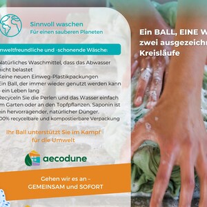 Der Aecodune-Waschball belastet das Grundwasser nicht und macht Einweg-Plastikbehälter überflüssig