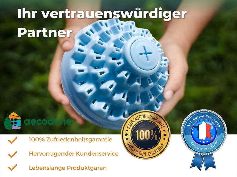 Auf den Aecodune-Waschball gibt es eine lebenslange Garantie. Bei Fragen wenden Sie sich einfach an uns