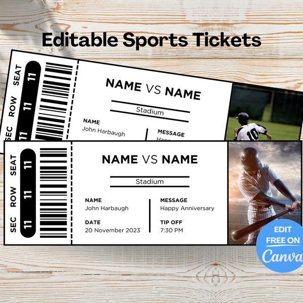Editable Baseball Ticket Template Etsy