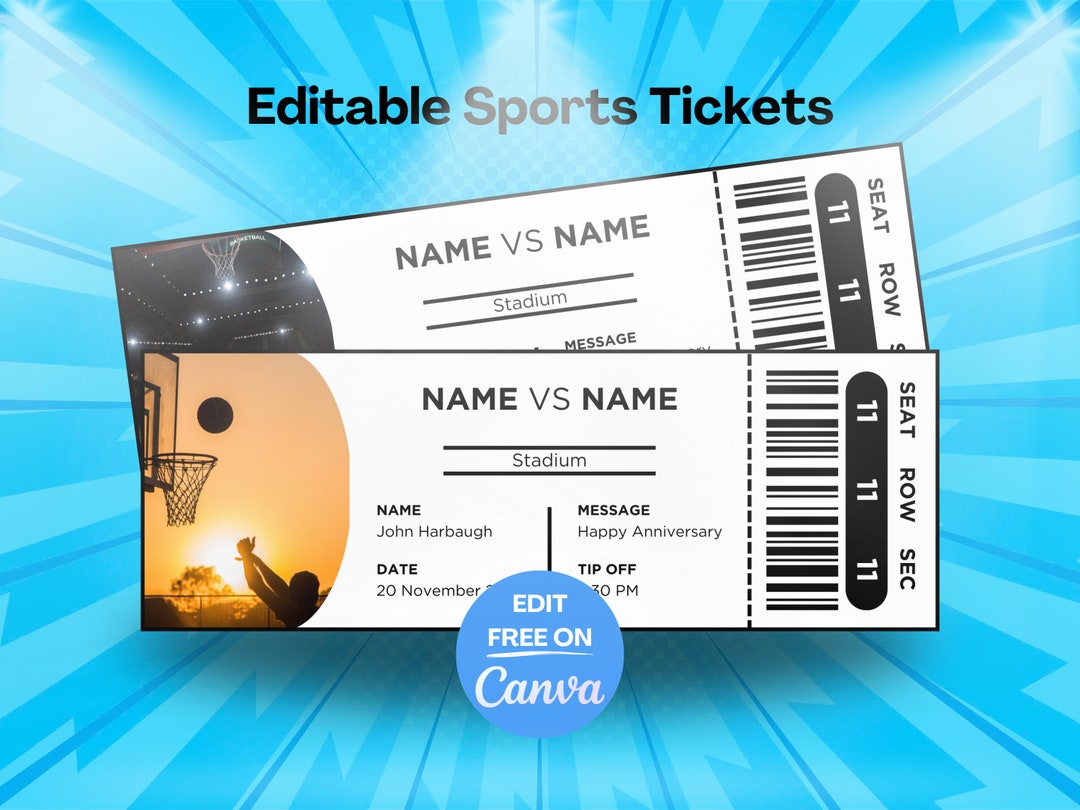 Printable Basketball Ticket Canva Template, DIY Basketball Ticket ...