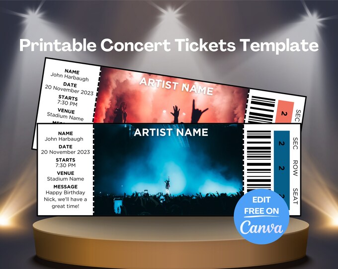 Printable Concert Tickets Canva Template, Surprise Concert Tickets ...