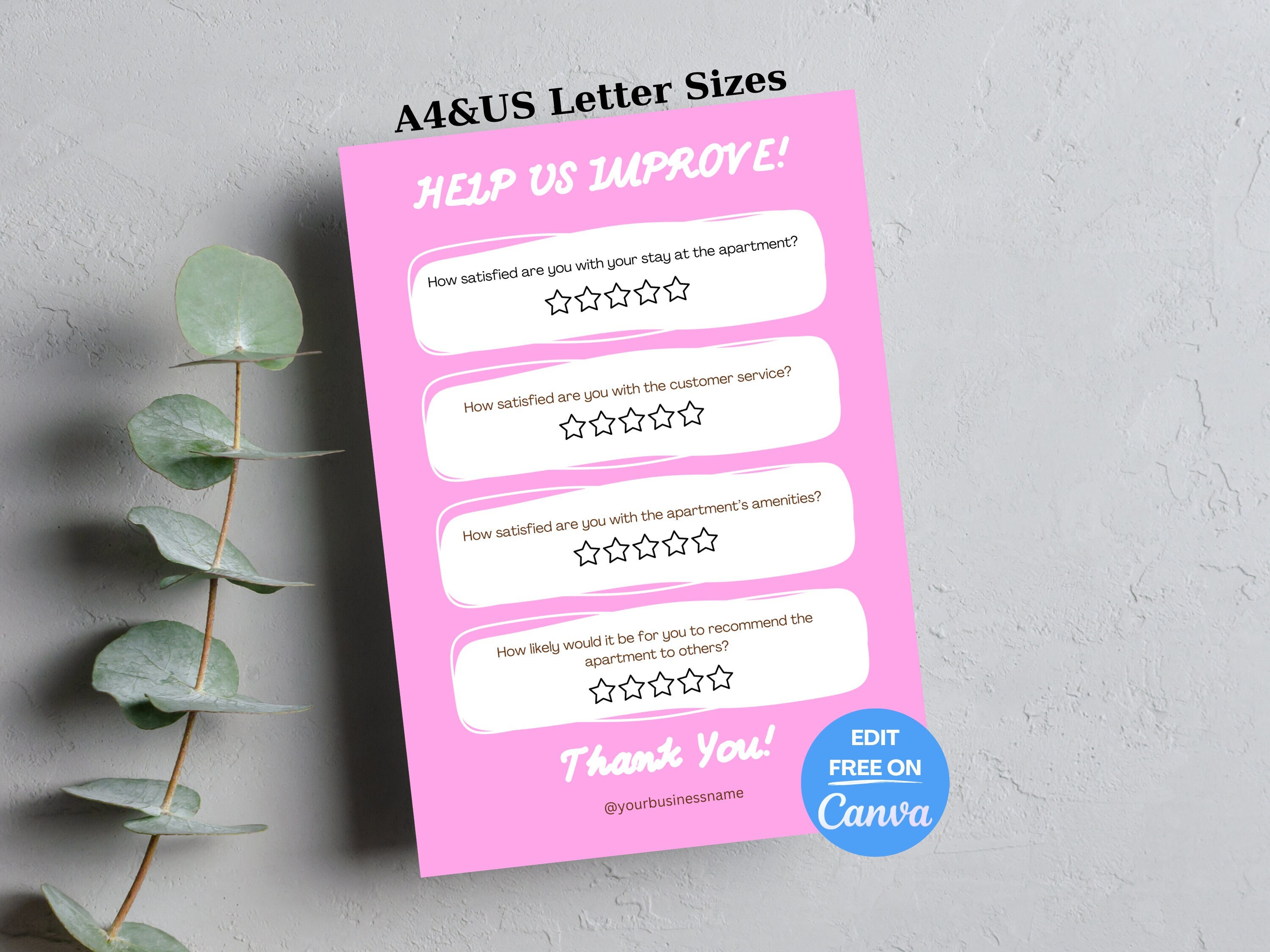 Airbnb Review Form Canva Template, Customizable Rental Feedback