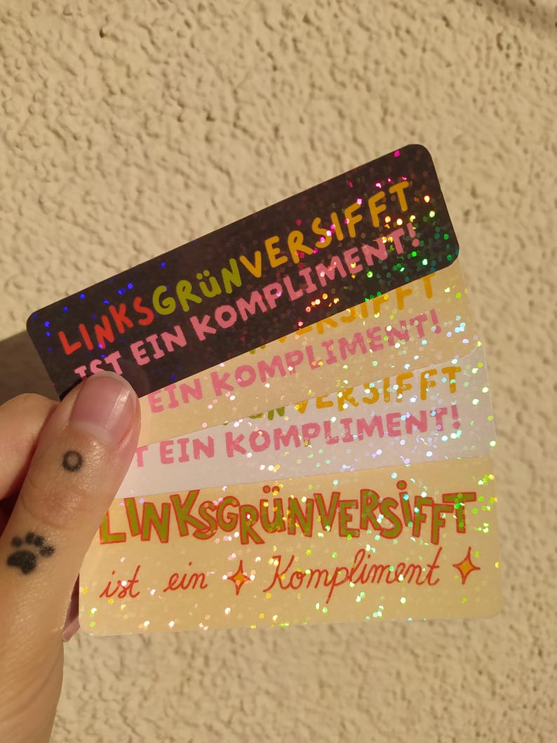 Left-wing green-tinged glitter stickers | holographic vinyl stickers image 6