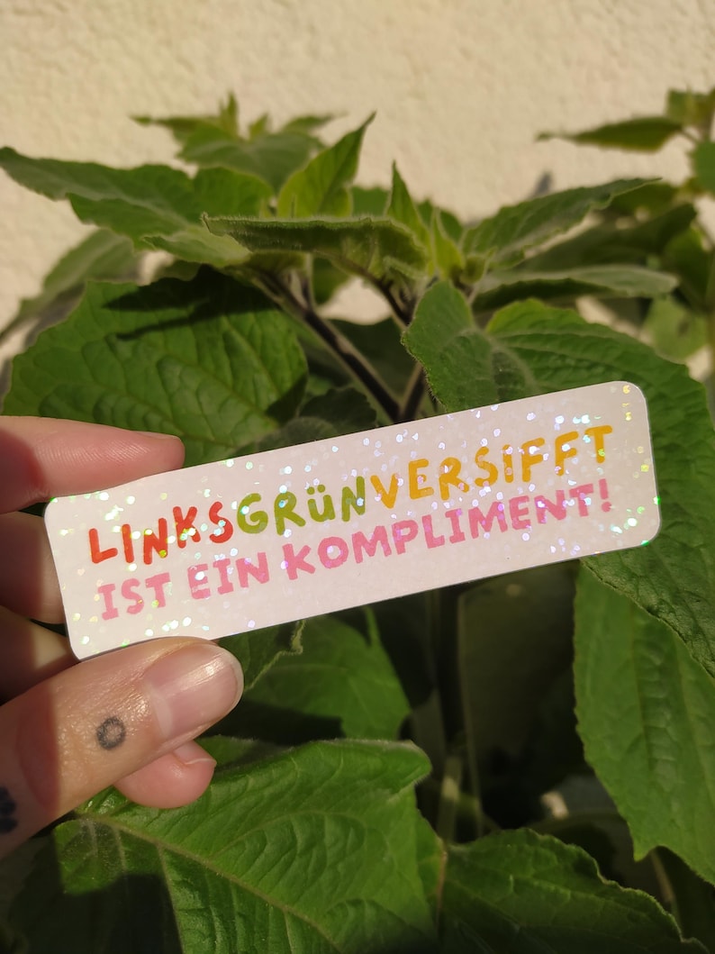 Left-wing green-tinged glitter stickers | holographic vinyl stickers weiß