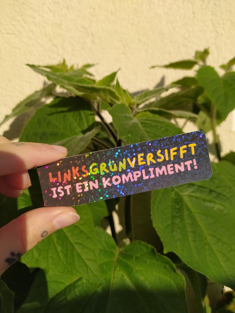 Left-wing green-tinged glitter stickers | holographic vinyl stickers schwarz