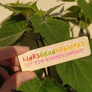 Left-wing green-tinged glitter stickers | holographic vinyl stickers hellgelb