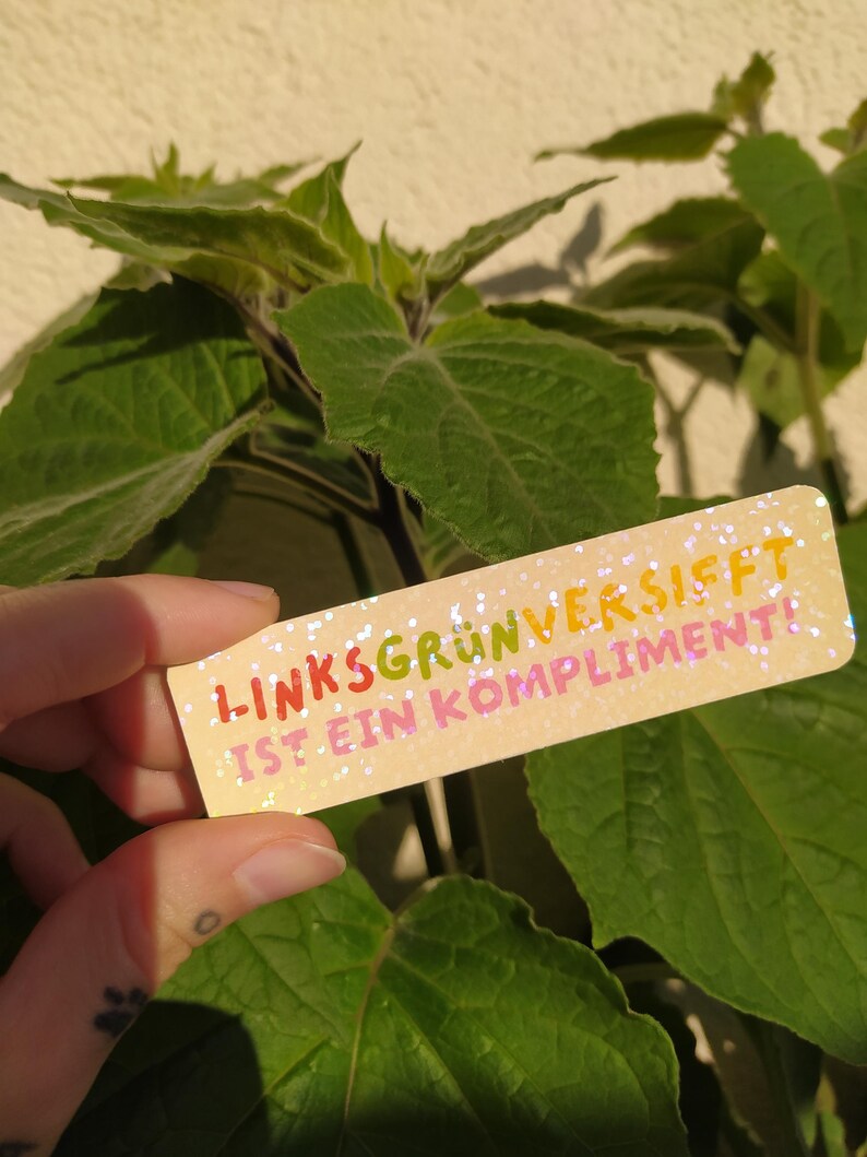 Left-wing green-tinged glitter stickers | holographic vinyl stickers hellgelb