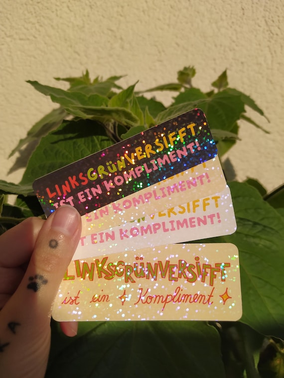 linksgrünversifft Glitzersticker | holografische Vinylsticker