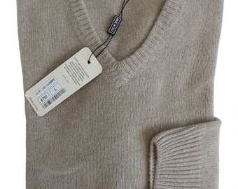 Made in Italy 100% Cashmere Herren Pullover V Kragen 5 Farben S 2XL Weich Geschmeidig