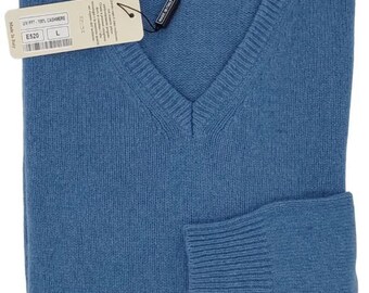 Made in Italy 100% Cashmere Herren Pullover V Kragen 5 Farben S 2XL Weich Geschmeidig