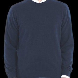 Hergestellt in Italien 100 % Kaschmir Herren Pullover Rundkragen S 2XL 11 Farben Dunkelblau