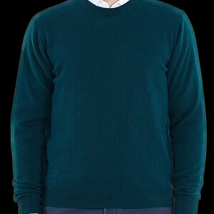 Hergestellt in Italien 100 % Kaschmir Herren Pullover Rundkragen S 2XL 11 Farben Green Bottle