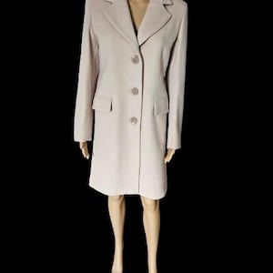 Made in Italy Damen Eleganter Business Mantel Schurwolle Cashmere Beige S 2XL